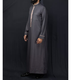 Dark Grey Embroidery Thobe