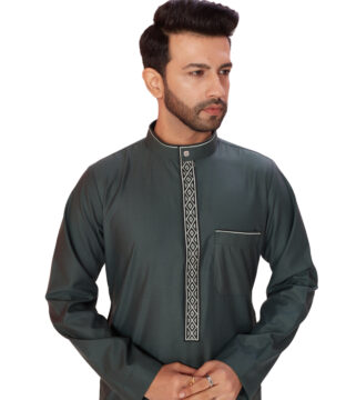 Dark Green Embroidery Thobe